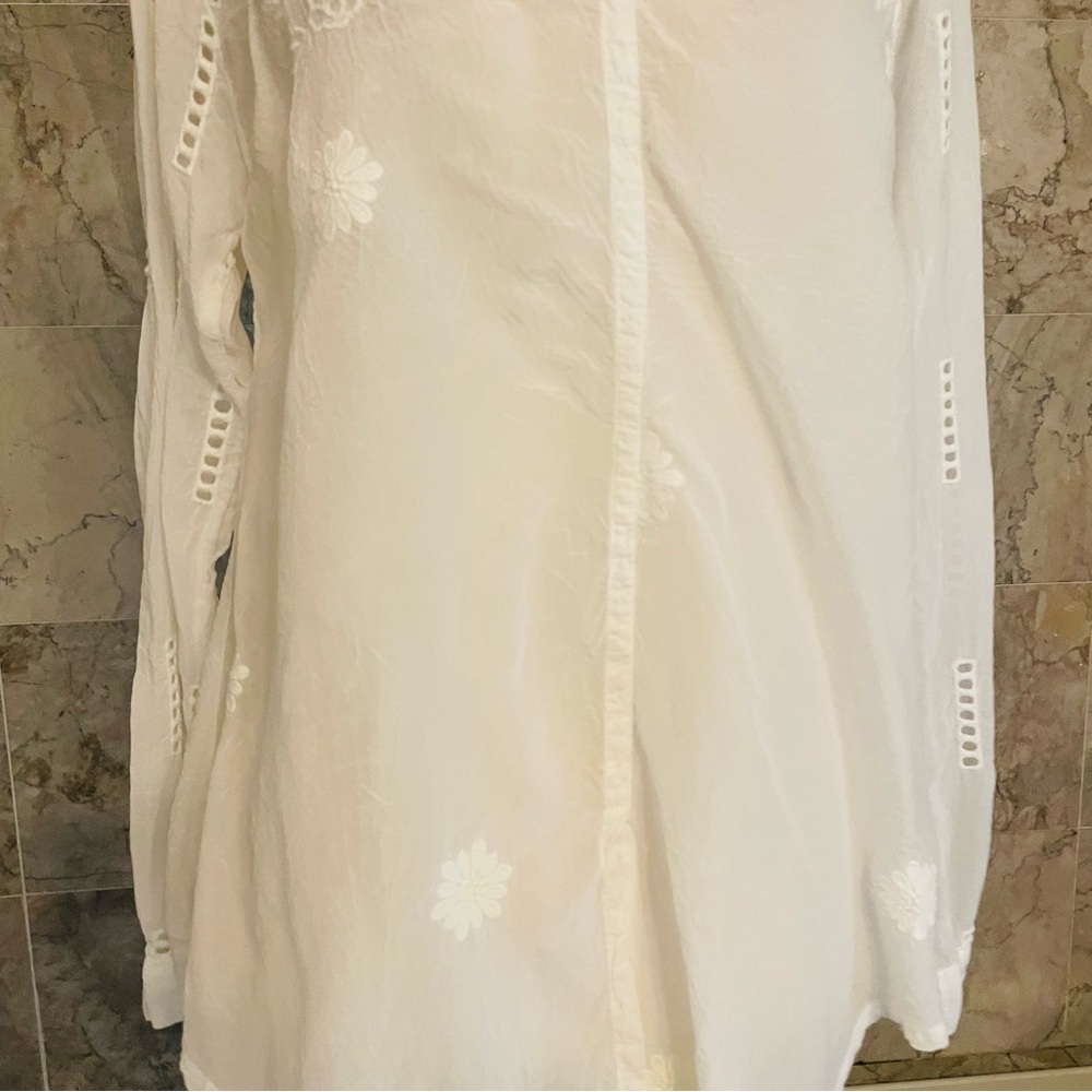 Johnny Was Heidine Tie-Front Eyelet Cutout Top - Picture 3 of 10